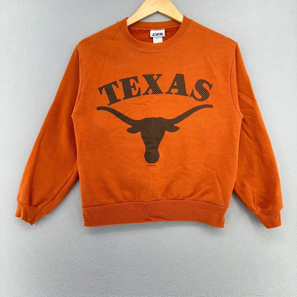 VTG Kids Orange Texas Longhorns Sweatshirt Pullover CSA 10/12 Y2K NCAA College - Picture 2 of 9